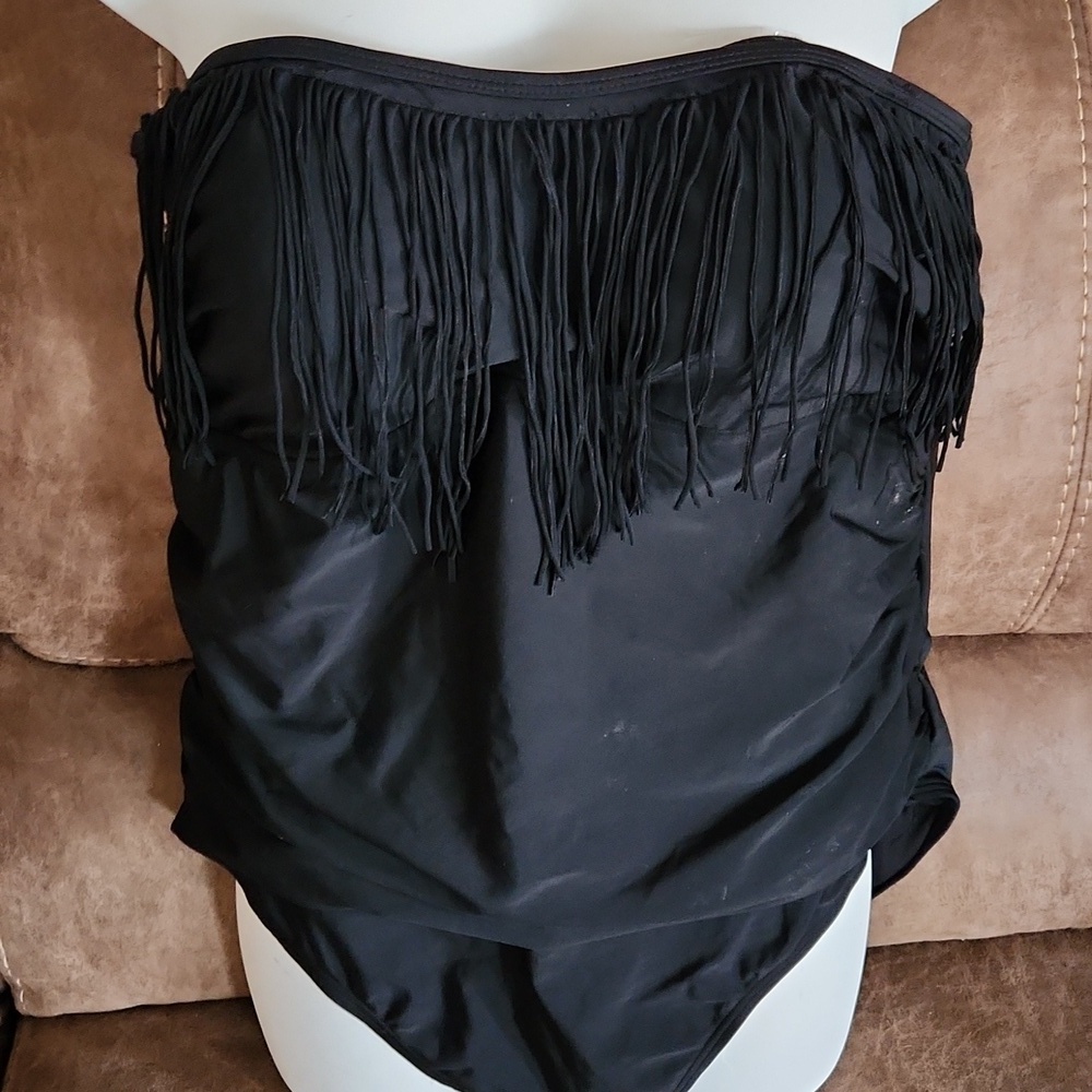 Emerald Bay fringe black swimsuit